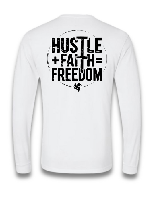 HUSTLE+FAITH=FREEDOM (LONG SLEEVE) (White)