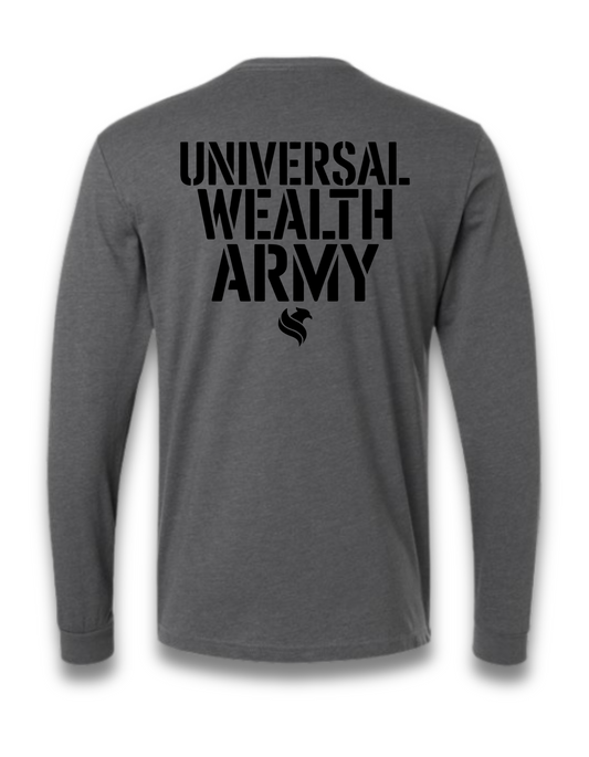 UNIVERSAL WEALTH ARMY (LONG SLEEVE) (Heather heavy metal grey)