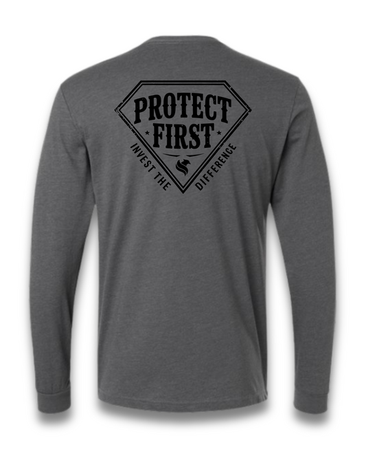 PROTECT FIRST-INVEST THE DIFFERENCE (LONG SLEEVE) (Heather heavy metal grey)