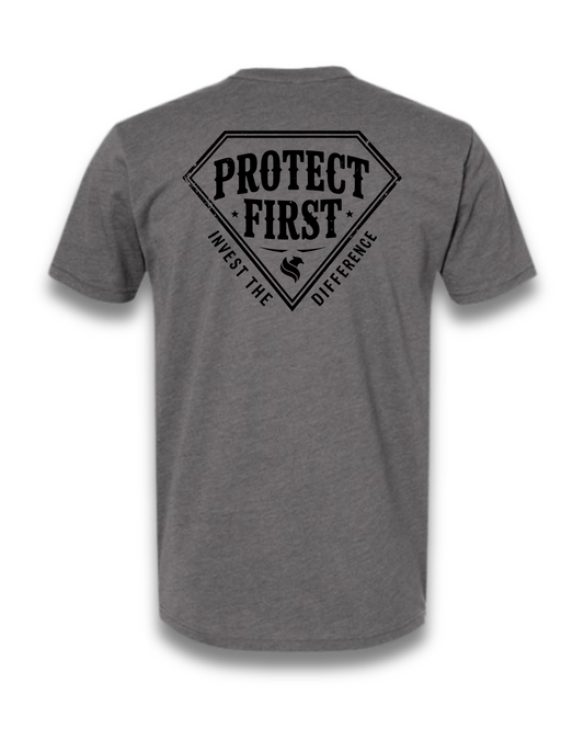 PROTECT FIRST-INVEST THE DIFFERENCE (heather heavy metal grey)