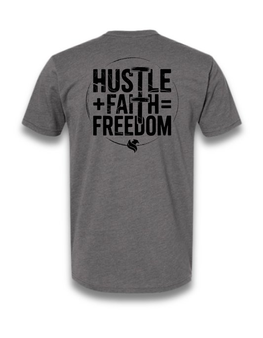 HUSTLE+FAITH=FREEDOM (heather heavy metal grey)